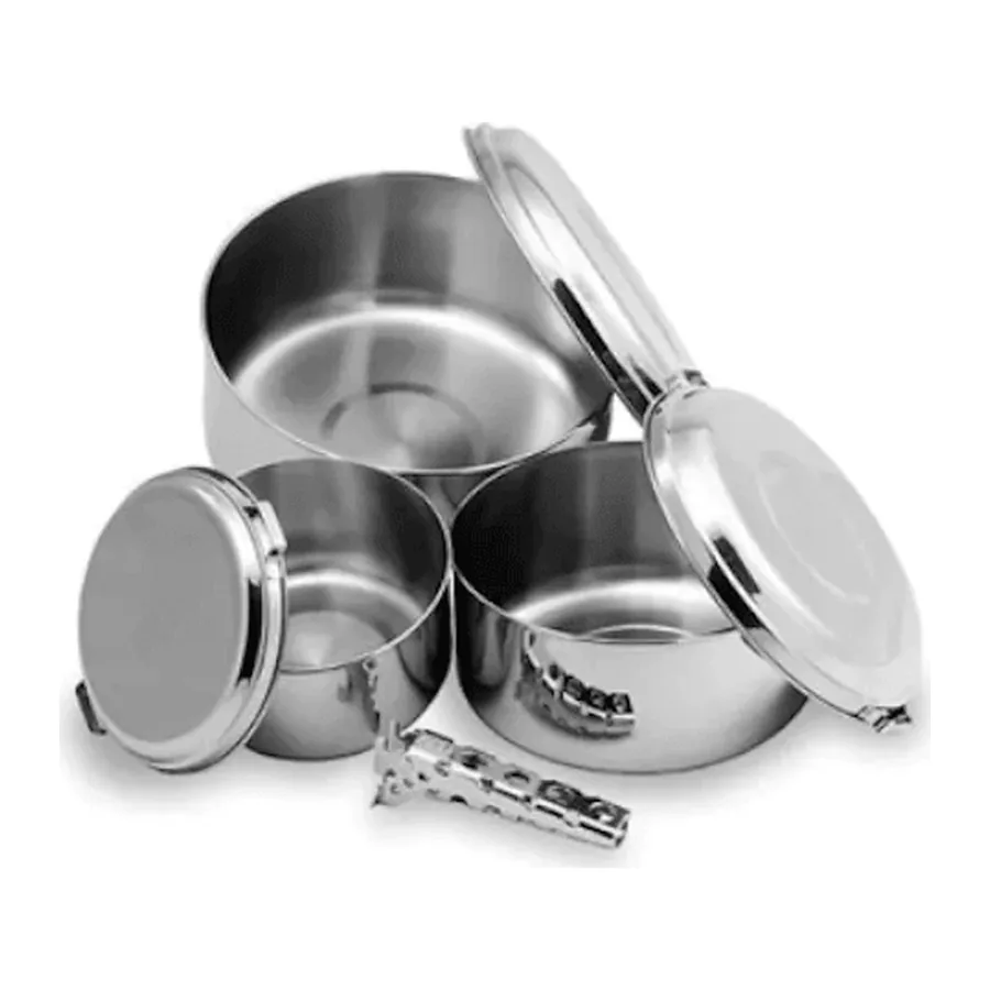 Stainless steel camping cookware set