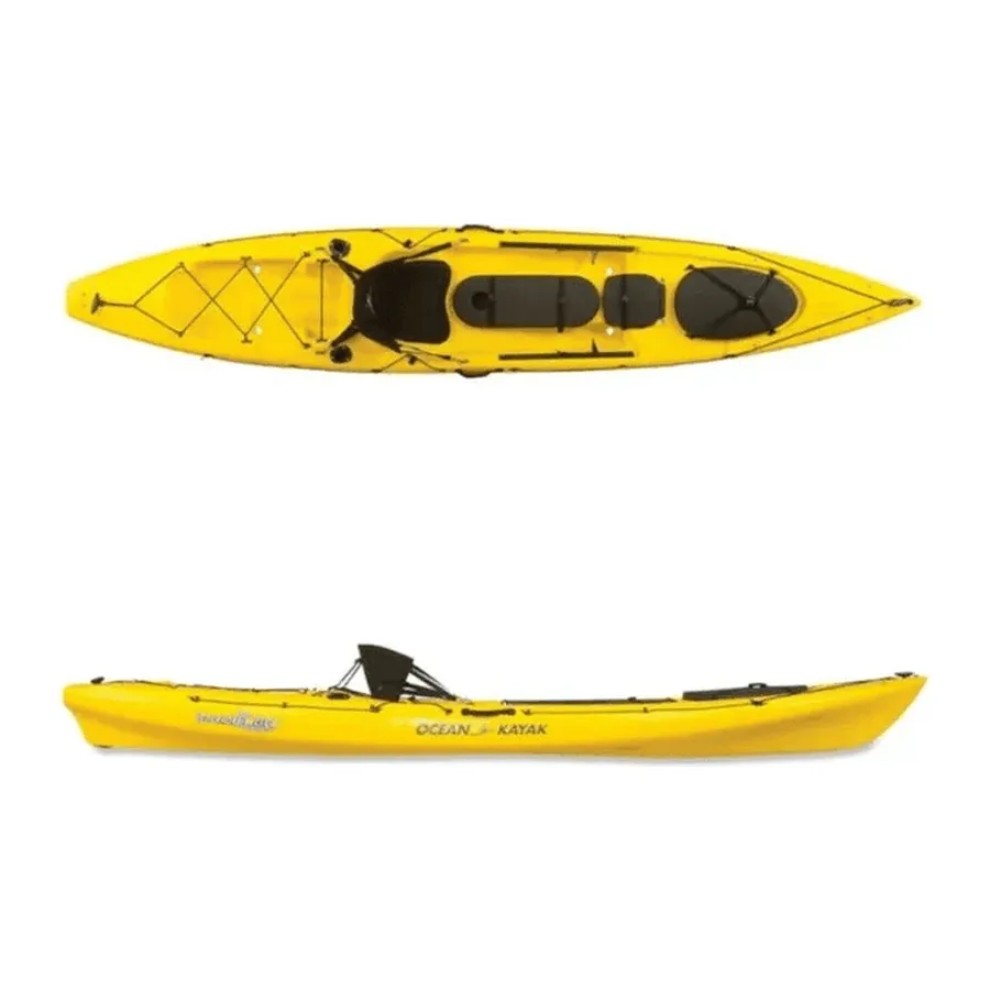 Single-seat ocean kayak, top and side view